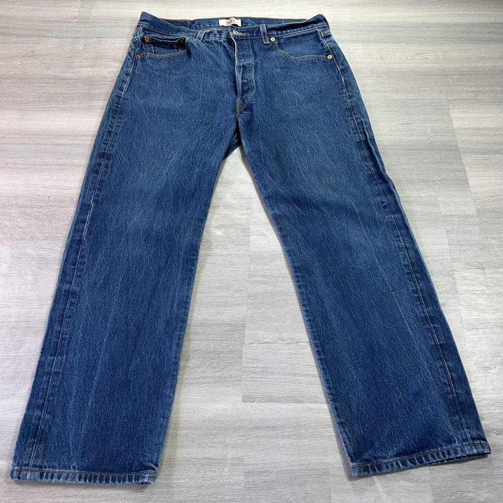 Levis 501 Jeans Mens 36x32 (36x29) Blue Button Fly Straight Denim Pants